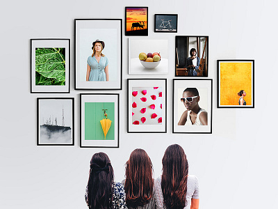 Wall Photo Frames Gallery Psd Mockup