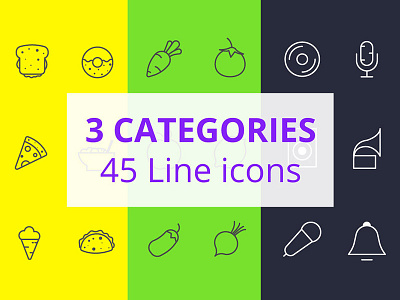 45 Free Icons apps download food icons free freebie icons line icons music icons vector vegetables