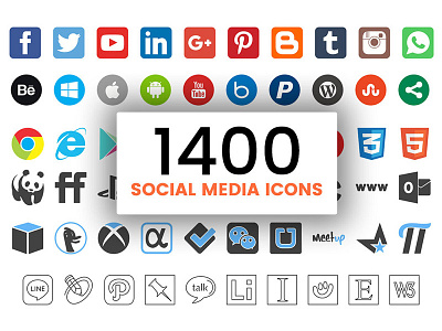 FREE: 1400 Social Media Icons ai icons free freebie freebies line icons psd icons social icons social media stroke icons svg icons vector icons vectors