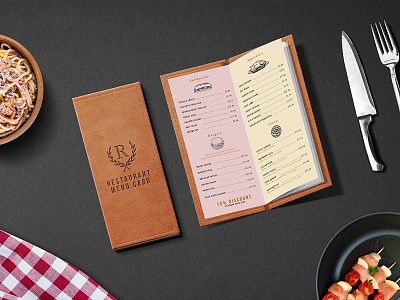 Restaurant Menu Card PSD Mockup