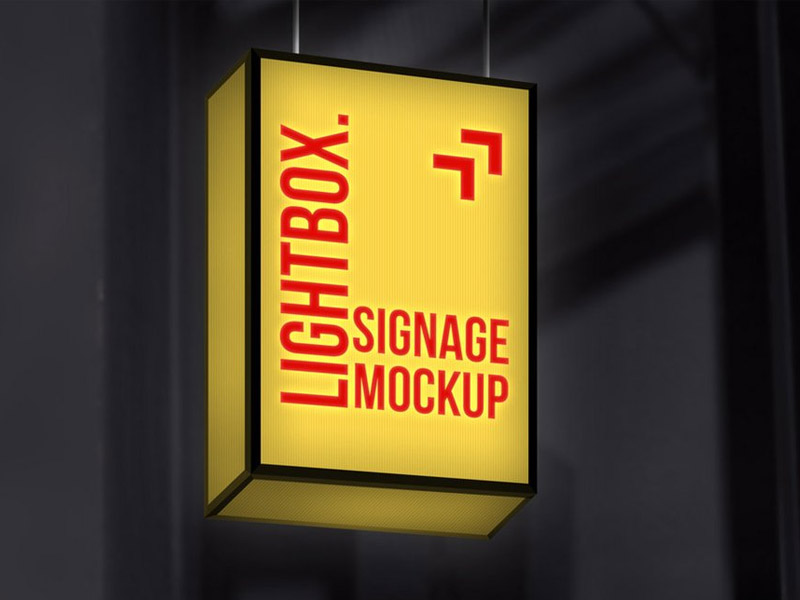 Download Hanging Lightbox Signage Mockup by GraphicsFuel (Rafi) on Dribbble