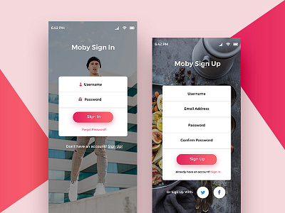 Moby Sign In & Sign Up app ui kit download psd free free psd files free ui kit freebie freebies kits psd templates ui