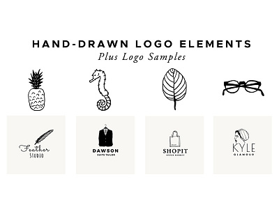 Handdrawn Vector Logo Elements handdrawn illustrations logos psd logo vector logo elements vectors
