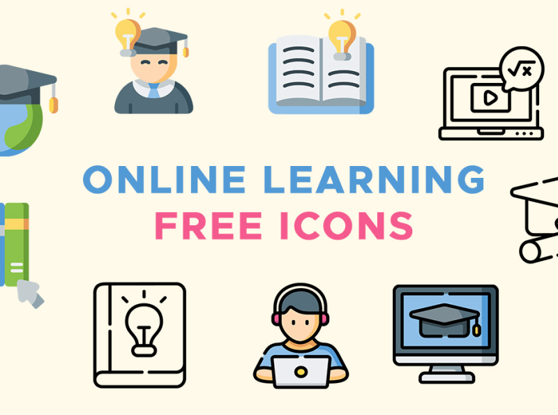 Online Learning Icons By Graphicsfuel Rafi On Dribbble