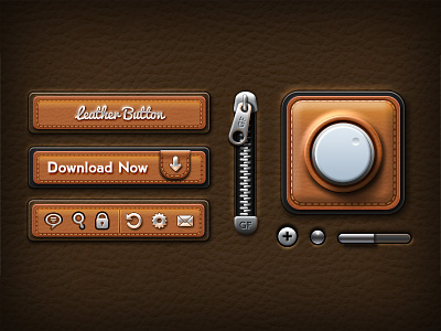 Leather UI Elements buttons free psd files icons leather mobile ui psd download ui elements