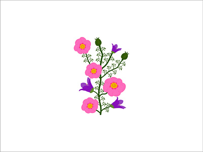 Floral Design, colorful Flowers illustration Vector. line art