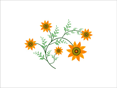 Floral Design, colorful Flowers illustration Vector. line art