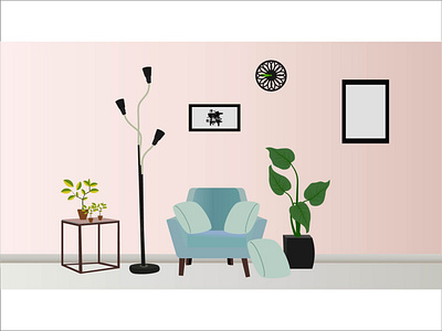 living room interior design with furniture graphic