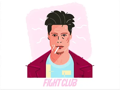 Tyler Durden avatar character face fight club illustration lineart portrait smoking tyler durden vector