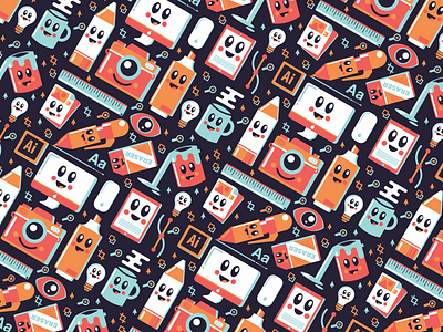 Tools Pattern camera coffee cute designer desk illustrator mac pattern pencil print tools workspace