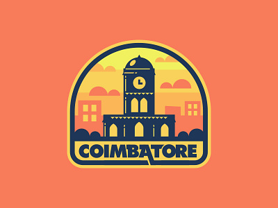Coimbatore Sticker buildings city clock tower coimbatore india patch sticker vector