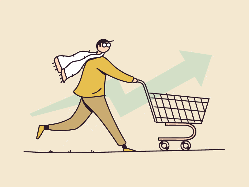 Shopper Illustration cart character illustration omnichannel retail shop shopper shopping trophy