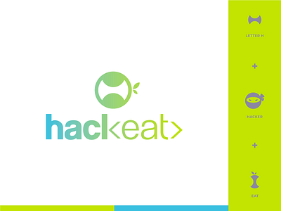 Hackeat (Concept) apple blue brand code concept diet eat food green hack hacker letter h logo logo design logotype minimal ninja