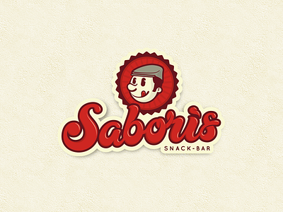 Saboris Snack-Bar brand cartoon creative iloco lettering logo mark mascot red type yellow