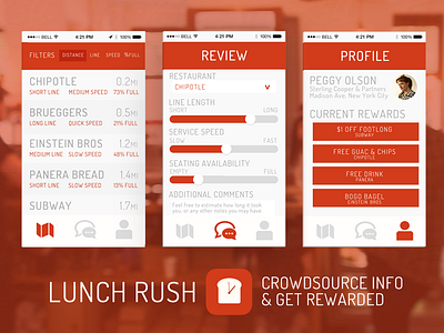 Lunch Rush app concept ios iphone logo mobile ui