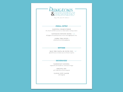 Dungeons & Droids Menu dnd dungeons dragons food may 4th menu star wars star wars day