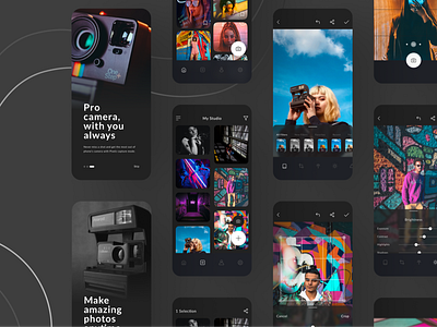 Photo Editing App - Dark Version android app colorful dark editing elegant flat ios minimalist mobile photo simple uiux