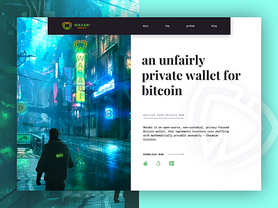 Wasabi Bitcoin Wallet - Website Hero UI