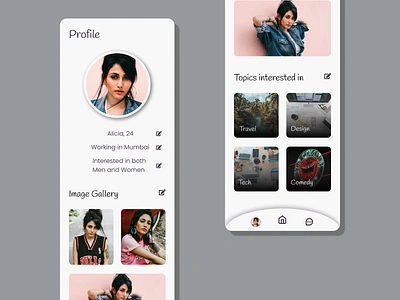 Profile Page app avatar circular menu dating design edit minimal profile ui ux