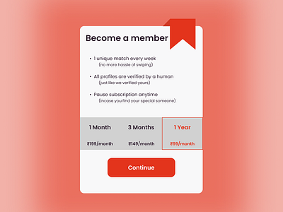 Pricing Table of a Dating App app dating design minimal pricing table ui ux