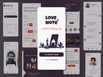 Landing Page of Love Note app dating landing page minimal ui ui design uiux