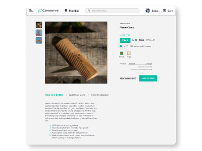 Ecofriendly Marketplace Product Page add to cart buy now design ecofriendly ecommerce free online plastic product shopping sustainable ui ux web website