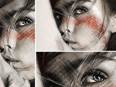 Nicole digital art drawing eyes fashion girl portrait