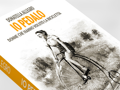 Woman on bicycle book cover drawing vintage woman