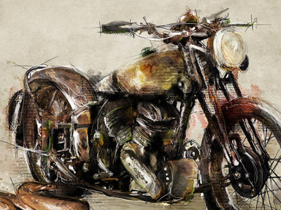 Brough Superior art artwork biker broughsuperior england handmade illustration mixedmedia motor vintage