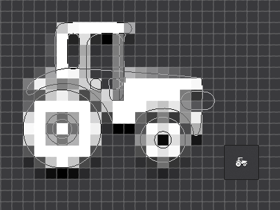 Tractor coaches loupe icons