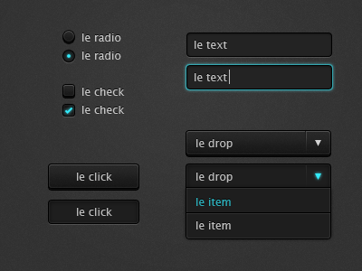 Dark UI v2 black button checkbox dark dropdown grey radio ui