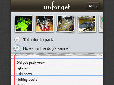 unforget - main screen app coaches loupe ios iphone location unforget