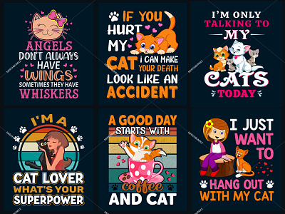 Cat T Shirt Design Bundle