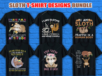 Sloth T Shirt Design Bundle