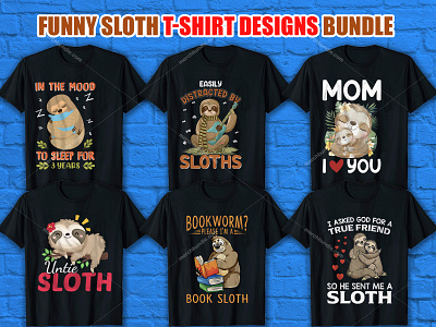 Funny Sloth T Shirt Design Bundle