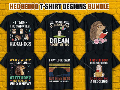 Hedgehog T Shirt Design Bundle