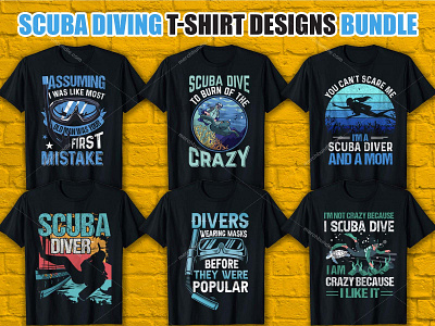 Scuba Diving T Shirt Design Bundle animation branding graphic design logo scuba diving amazon