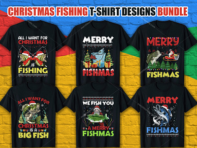 Christmas Fishing Day T Shirt Design Bundle