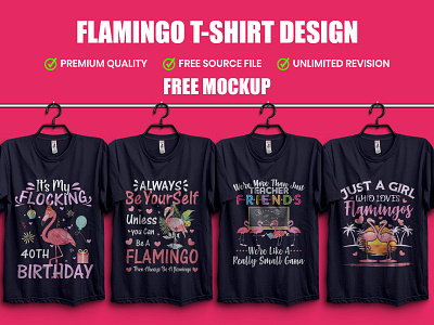 Flamingo T-Shirt Design with Free T Shirt Mockup