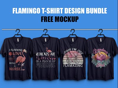 Flamingo T Shirt Design Bundle  with Free T Shirt Mockup