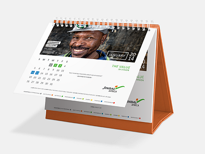 Jindal Desk Calendar 2014 - January africa branding calendar countries dates design desk layout mining print public holidays stationery