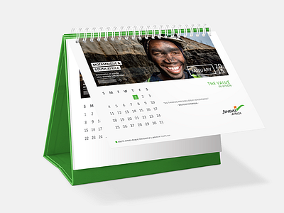 Jindal Desk Calendar 2015 - January africa branding calendar countries design desk jindal layout mining print public holidays stationery