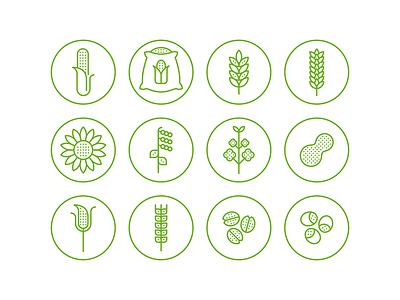 Agbiz Grain Web Icons canola corn grain icon icons line linear nut seed sun flower vector wheat