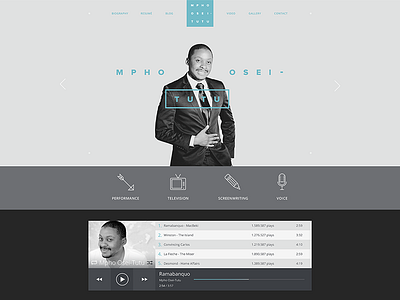 Mpho Osei Tutu Website bio blog icons logo music navigation portfolio ui uiux vector web website