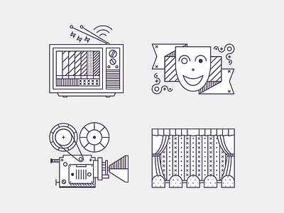 Whatnot Icons camera entertainment film icon icons line linear mask stage television tv vector