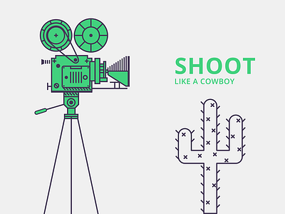 Whatnot Film Camera Illustration cactus camera cowboy entertainment film icon icons line linear shoot vector western