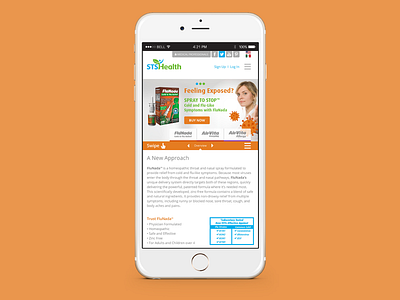 STS Health Website - Mobile Overview health mobile natural navigation product responsive sts health ui uiux website