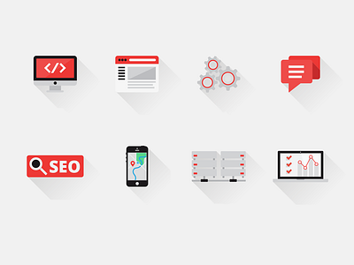 GTIS Web Icons analytics dev gears icons icons set location seo server speechbubble vector