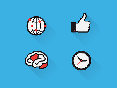 GTIS Icons brain clock globe icons icons set like network thumb up vector web