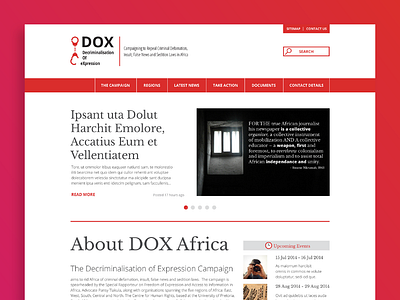 DOX Africa Website africa black charcoal decriminalisation expression journalism navigation news red ui uiux website